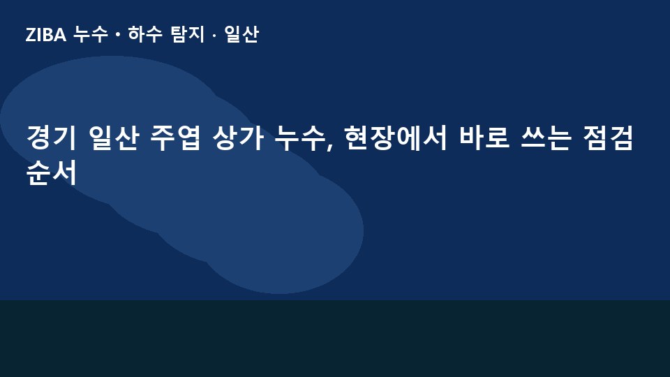 경기 일산 주엽 상가 누수, 현장에서 바로 쓰는 점검 순서