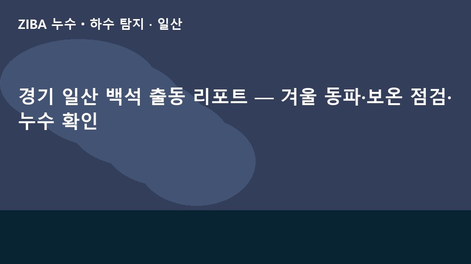 경기 일산 백석 출동 리포트 — 겨울 동파·보온 점검·누수 확인